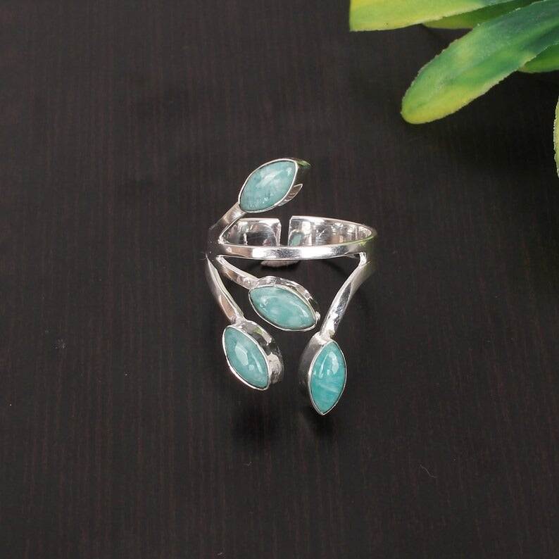 925 Sterling Silver Amazonite Gemstone Ring