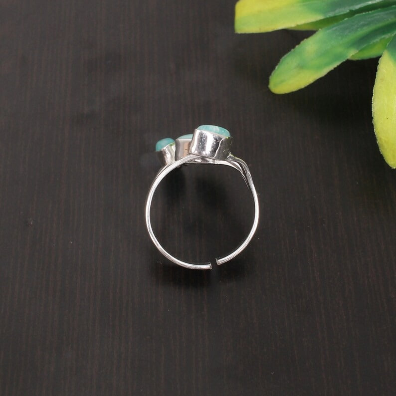 925 Sterling Silver Amazonite Gemstone Ring