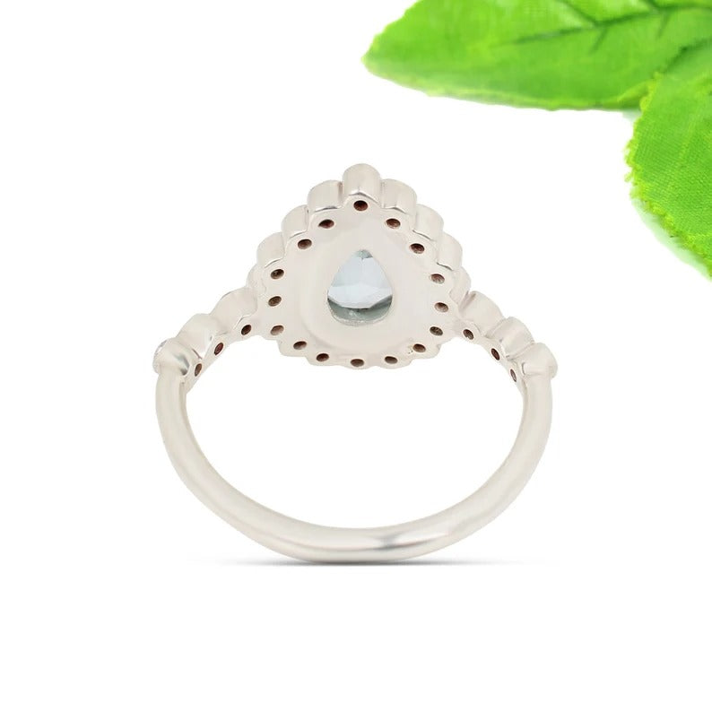 Natural Blue Topaz Gemstone Sterling Silver Ring