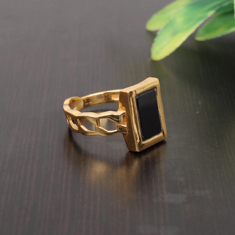 Black Onyx Gemstone 92.5 Sterling Silver Ring