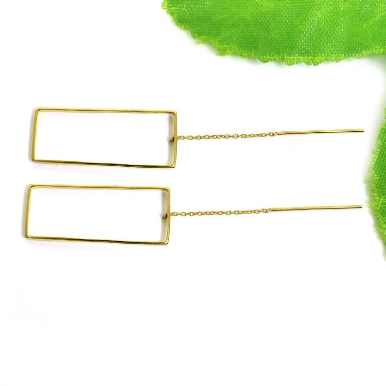 92.5 Sterling Silver Rectangle Earrings