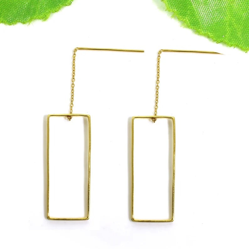 92.5 Sterling Silver Rectangle Earrings