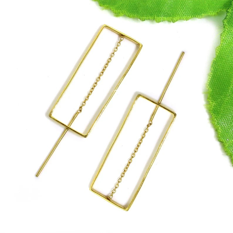 92.5 Sterling Silver Rectangle Earrings