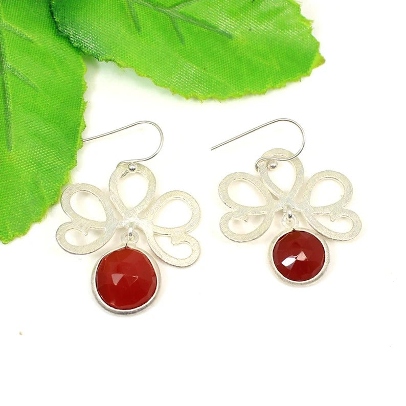 Carnelian Gemstone 92.5 Sterling Silver Earrings