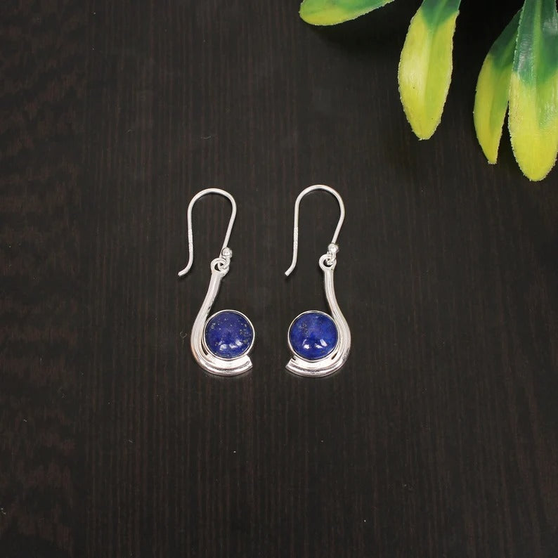 Lapis Lazuli Gemstone 92.5 Sterling Silver Earrings