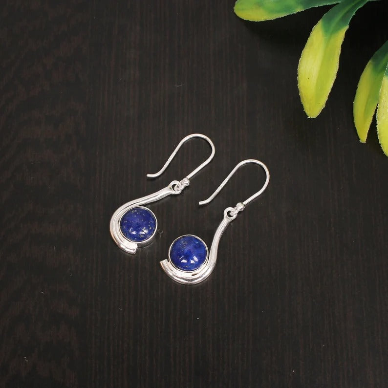 Lapis Lazuli Gemstone 92.5 Sterling Silver Earrings