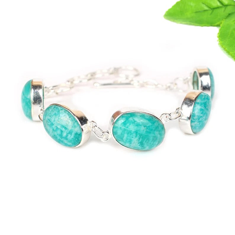 Amazonite Gemstone 92.5 Sterling Silver Bracelet