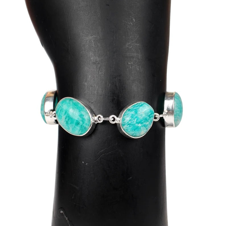 Amazonite Gemstone 92.5 Sterling Silver Bracelet