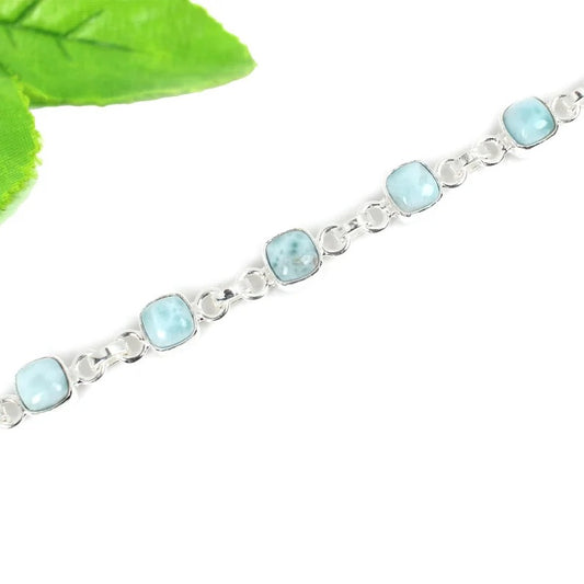 Larimar Gemstone 92.5 Sterling Silver Bracelet