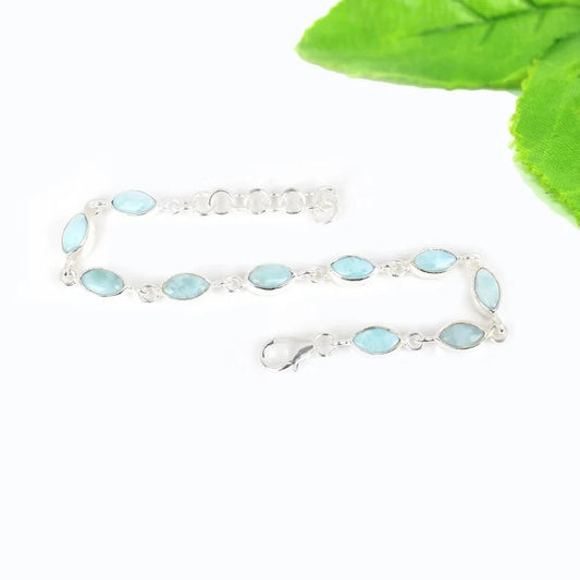 Larimar Gemstone 92.5 Sterling Silver Bracelet