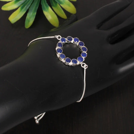 Lapis Lazuli Gemstone 92.5 Sterling Silver Bracelet