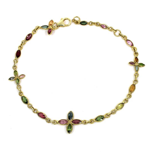 Multi Tourmaline Gemstone 92.5 Sterling Silver Bracelet