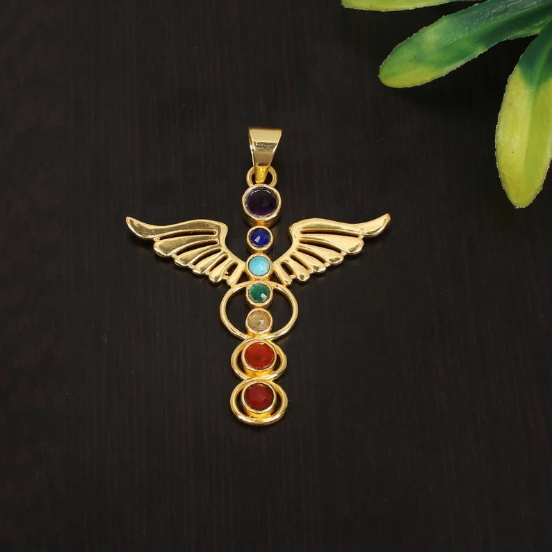 7 Chakra Gemstone 92.5 Sterling Silver Pendant