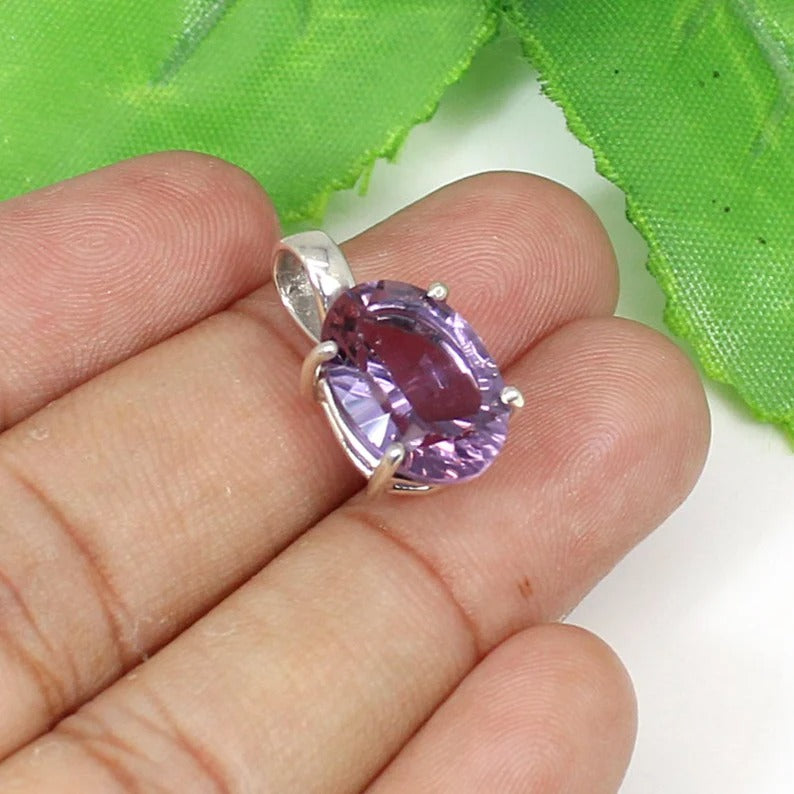 Amethyst Gemstone 92.5 Sterling Silver Pendant