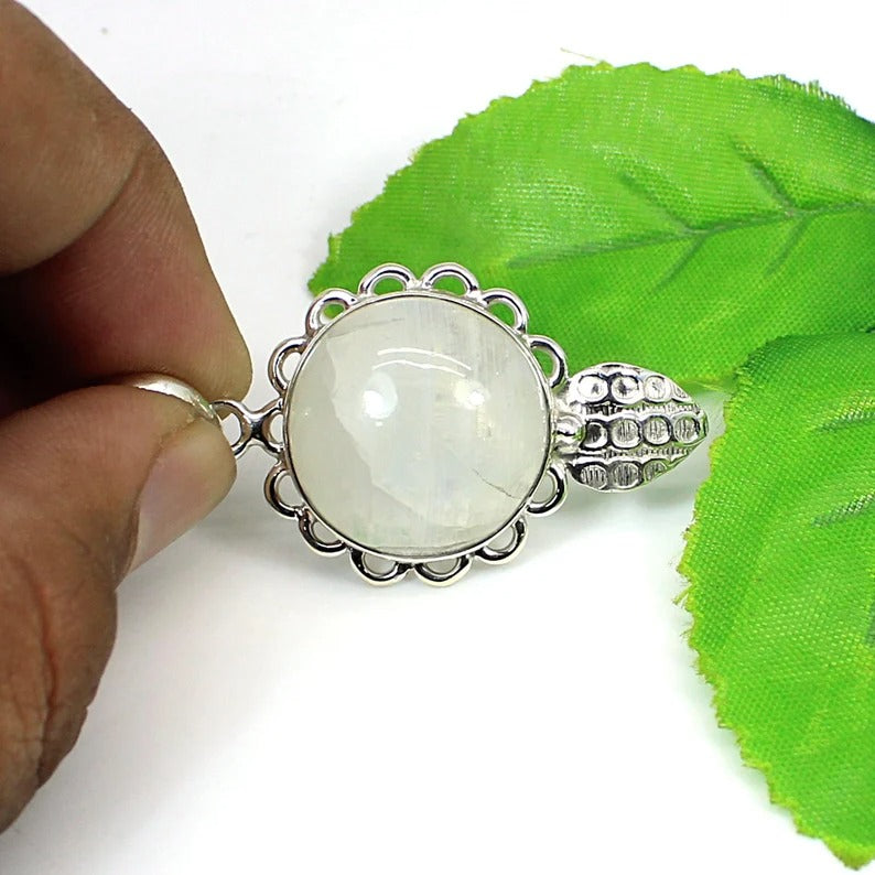 Rainbow Moonstone Gemstone 92.5 Sterling Silver Pendant