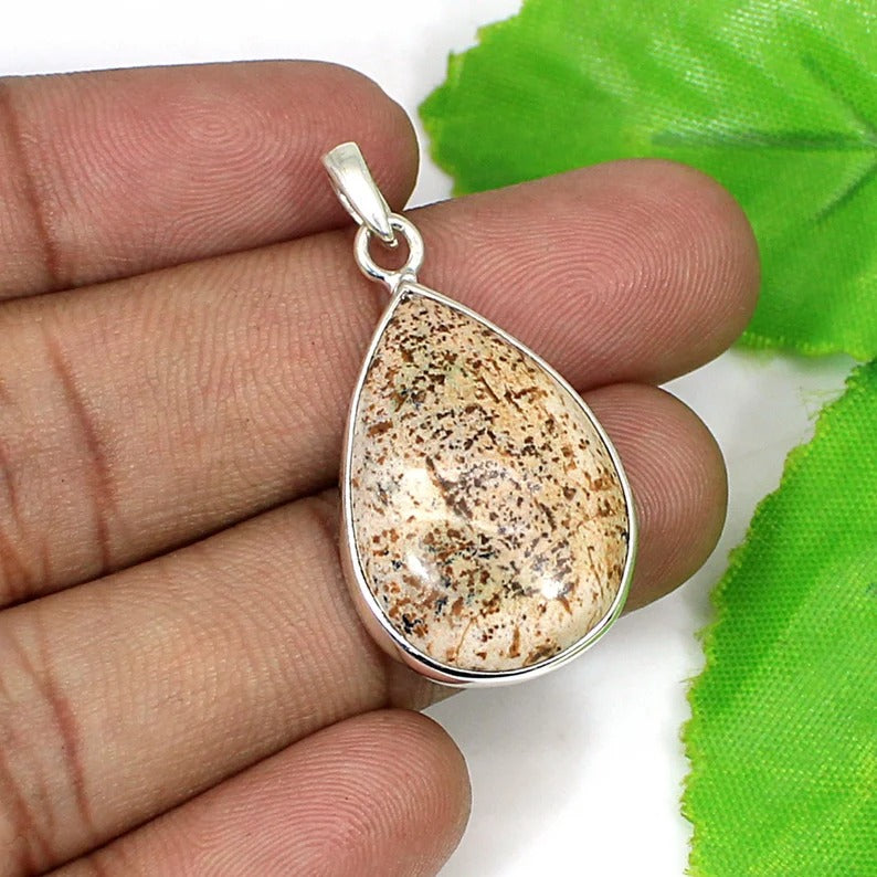 Picture Jasper Gemstone Sterling Silver Pendant