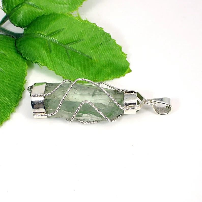 Green Amethyst Gemstone 92.5 Sterling Silver Pendant