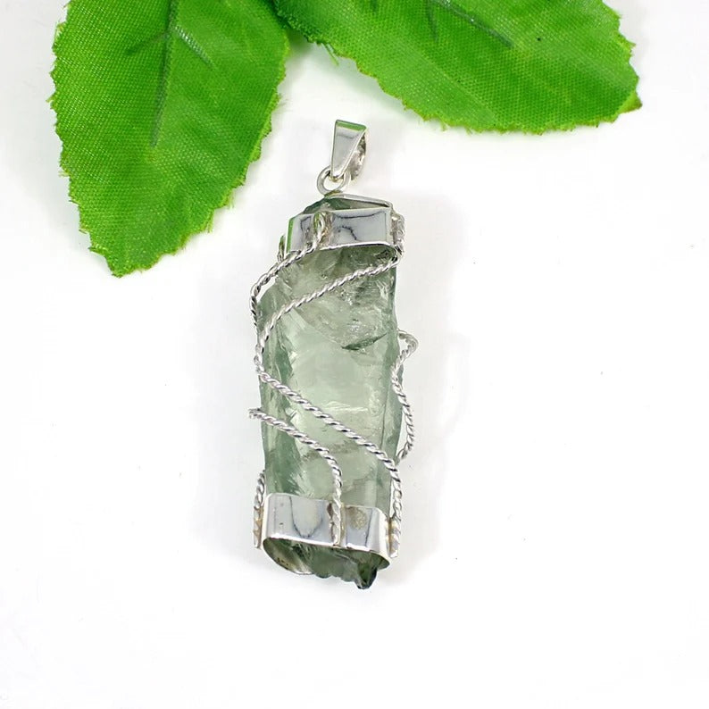 Green Amethyst Gemstone 92.5 Sterling Silver Pendant