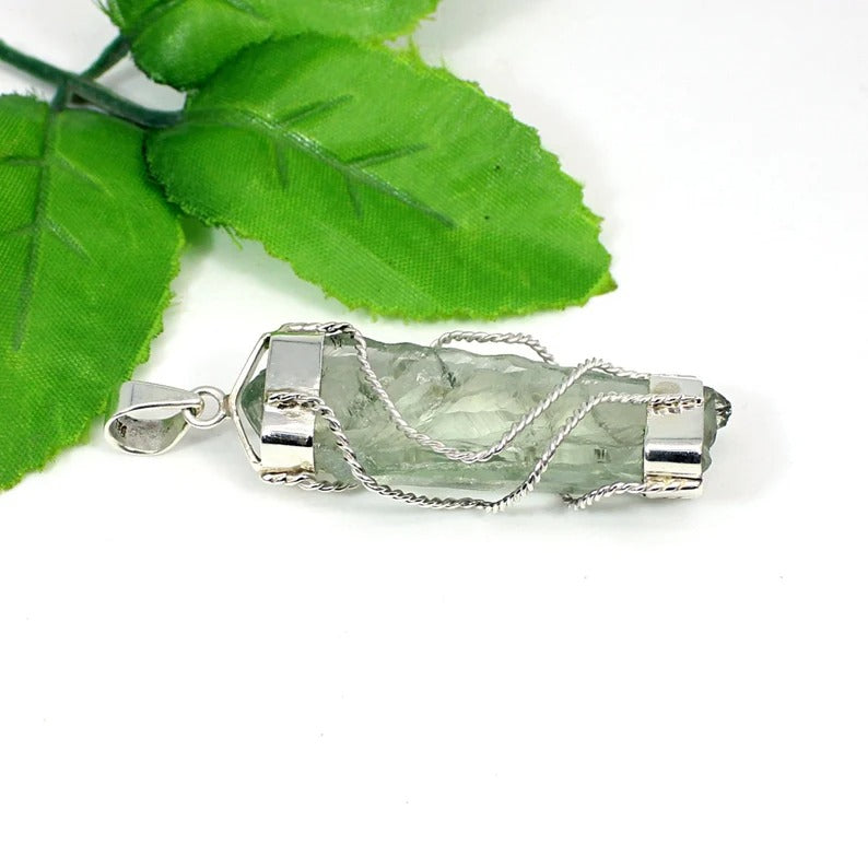 Green Amethyst Gemstone 92.5 Sterling Silver Pendant