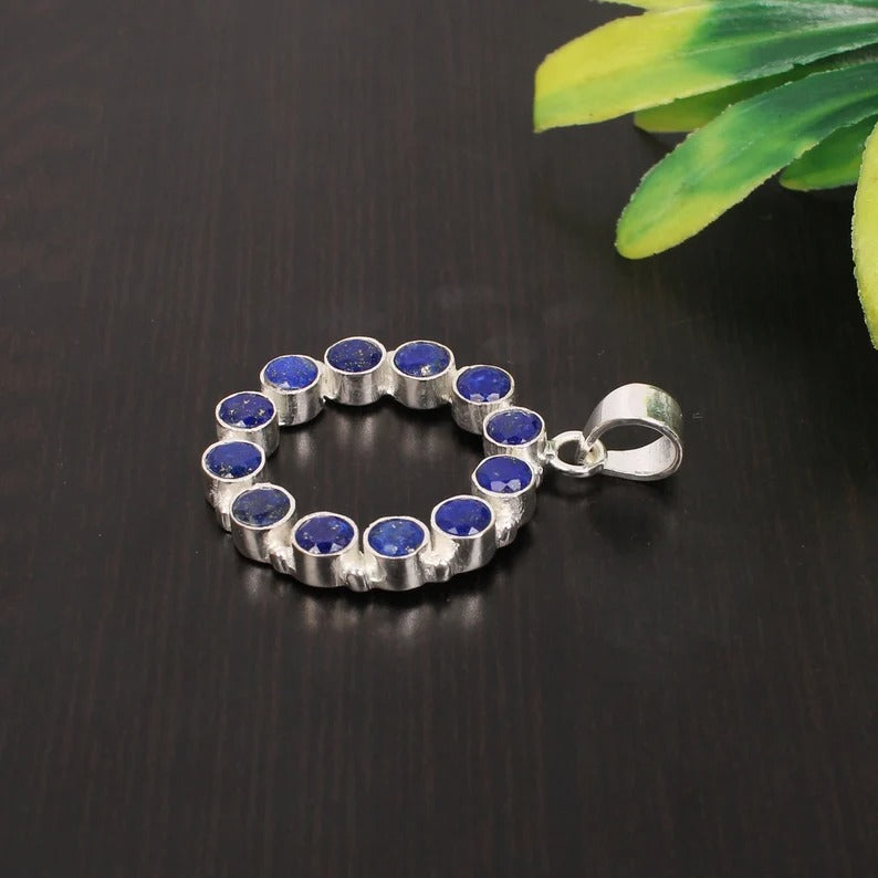 Lapis Lazuli Gemstone 92.5 Sterling Silver Pendant