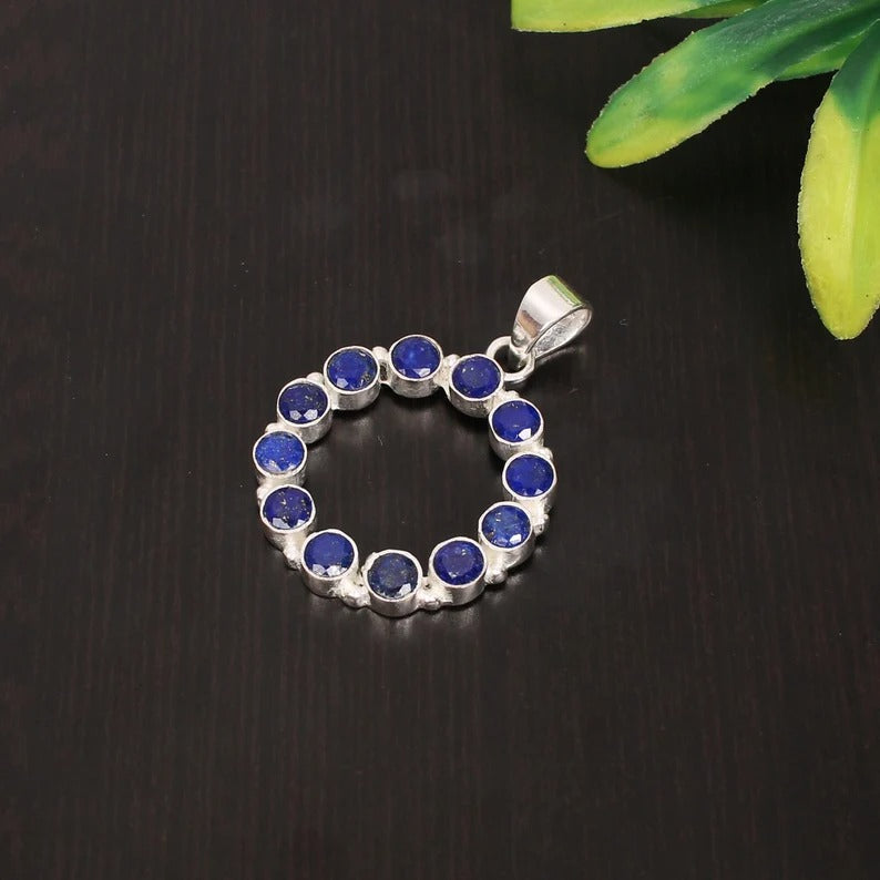 Lapis Lazuli Gemstone 92.5 Sterling Silver Pendant