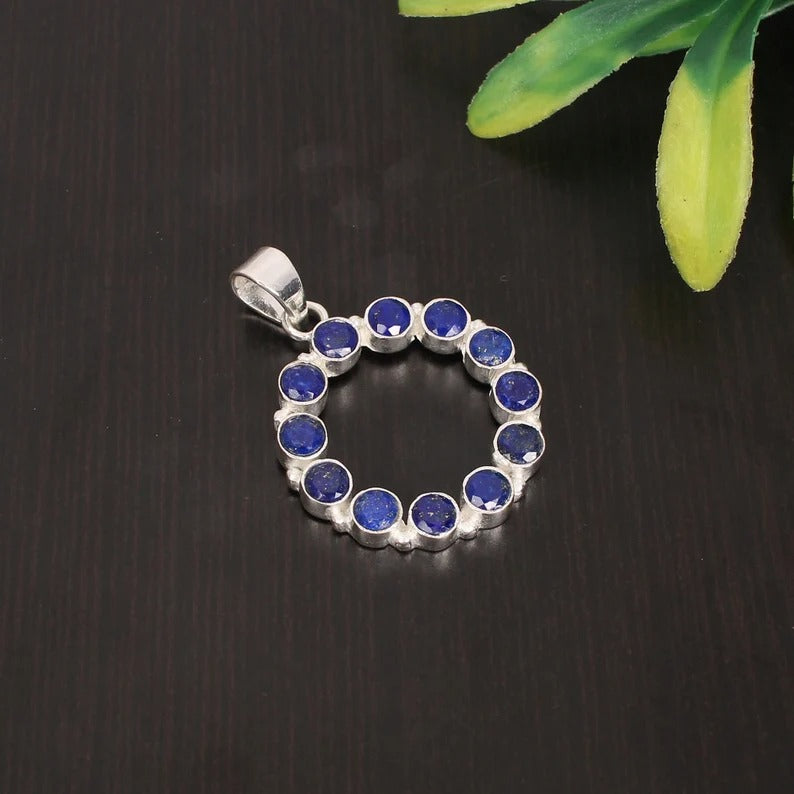 Lapis Lazuli Gemstone 92.5 Sterling Silver Pendant