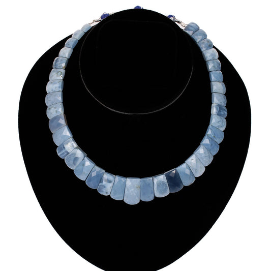 Natural Blue Opal Fancy Shape Mix Size Beaded Necklace