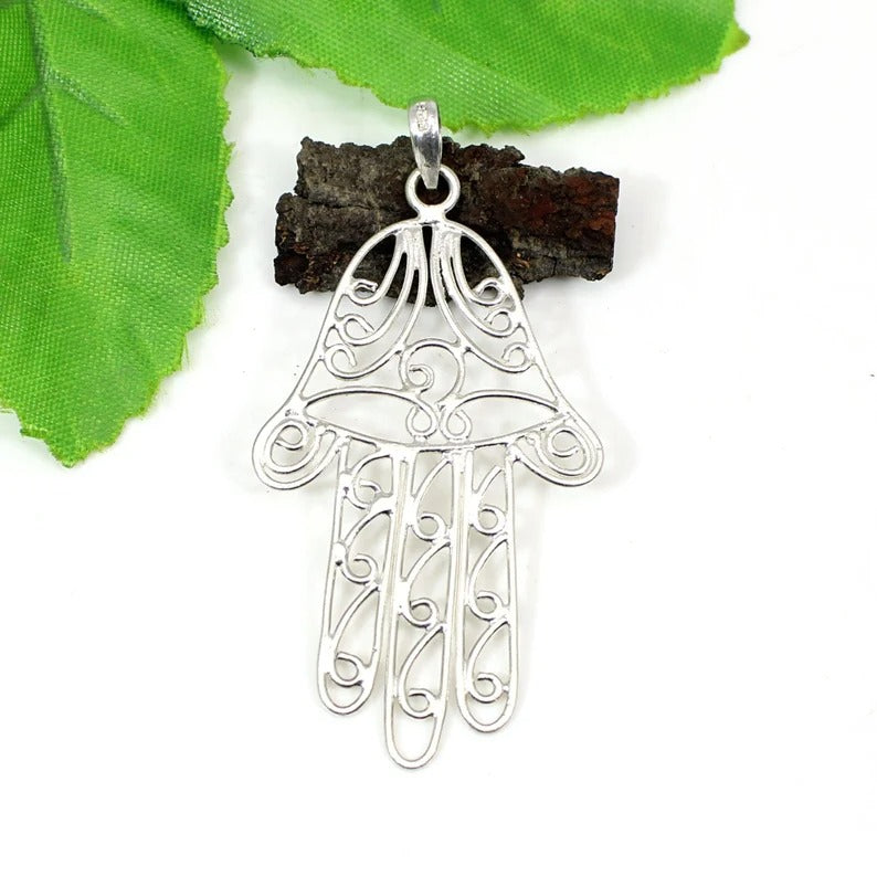 Custom Hamsa Hand 92.5 Sterling Silver Pendant