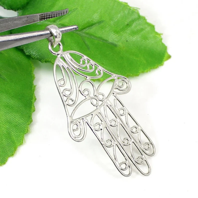 Custom Hamsa Hand 92.5 Sterling Silver Pendant