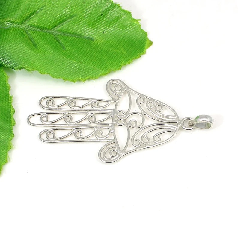 Custom Hamsa Hand 92.5 Sterling Silver Pendant