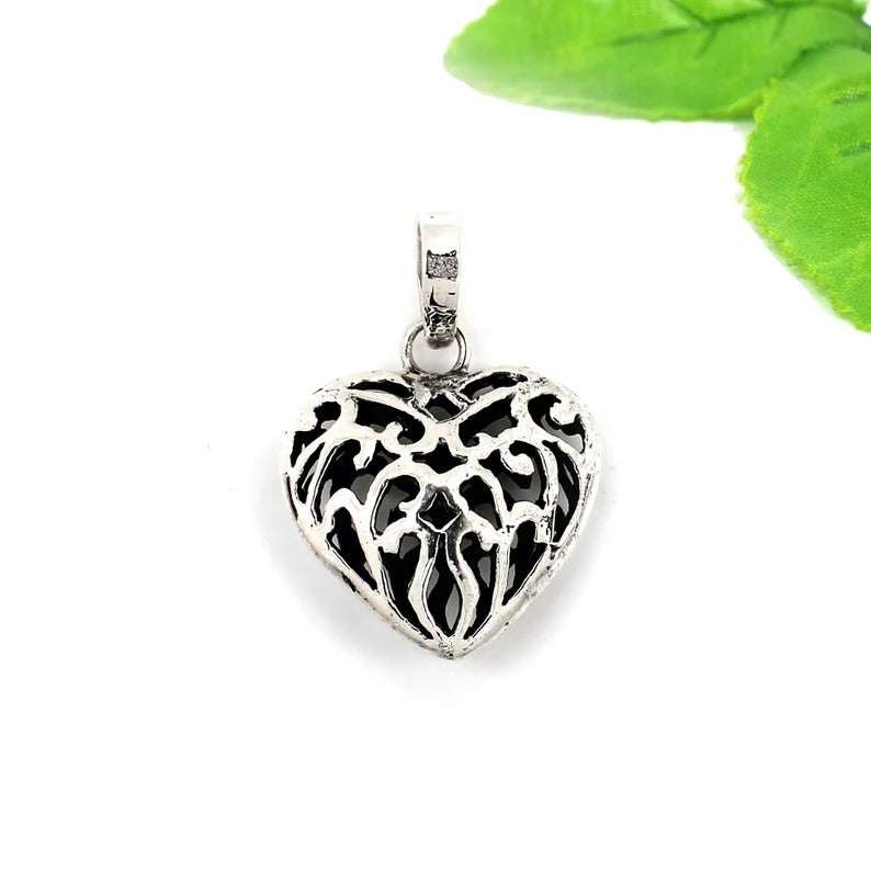 Unique Designer 92.5 Sterling Silver Heart Charm Pendant