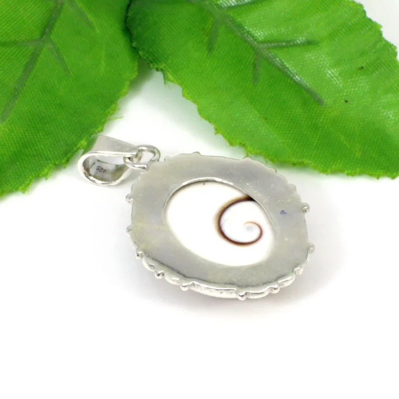 92.5 Sterling Silver Shiva Eye Shell Gemstone Pendant