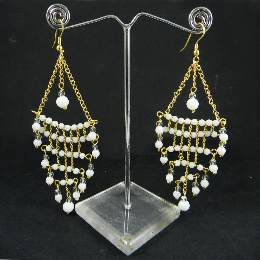 White Onyx Gemstone 925 Sterling Silver Drop Earring