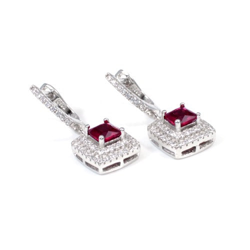 925 Sterling Silver White Zircon & Pink Zircon Earring