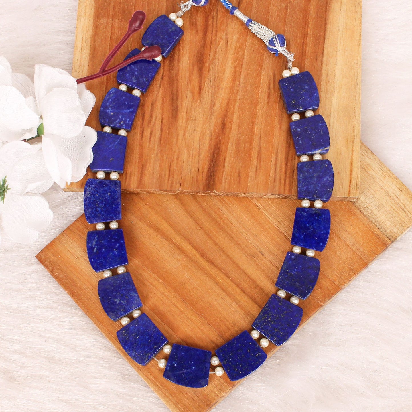 Natural Lapis Lazuli & Pear Fancy Shape Designer Beaded Necklace