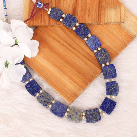 Natural Lapis Lazuli & Pear Fancy Shape Designer Beaded Necklace