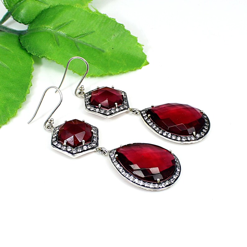 Pink Tourmaline Gemstone Drop & Dangle 92.5 Silver Earrings