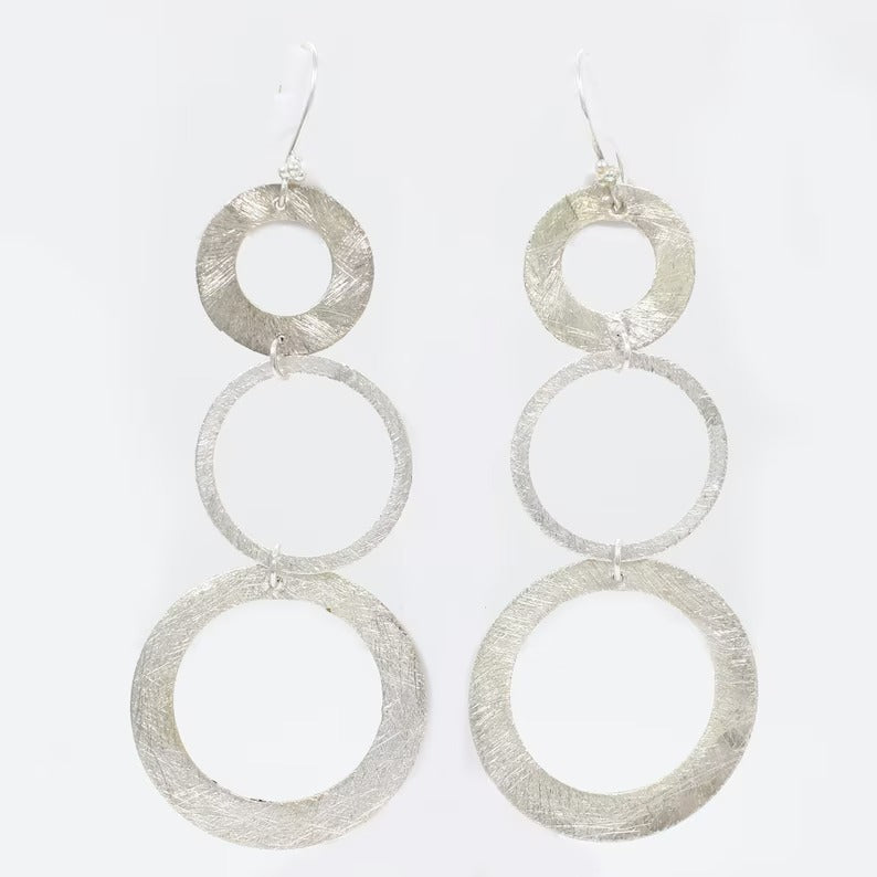 92.5 Solid Silver Circle Dangle Earrings