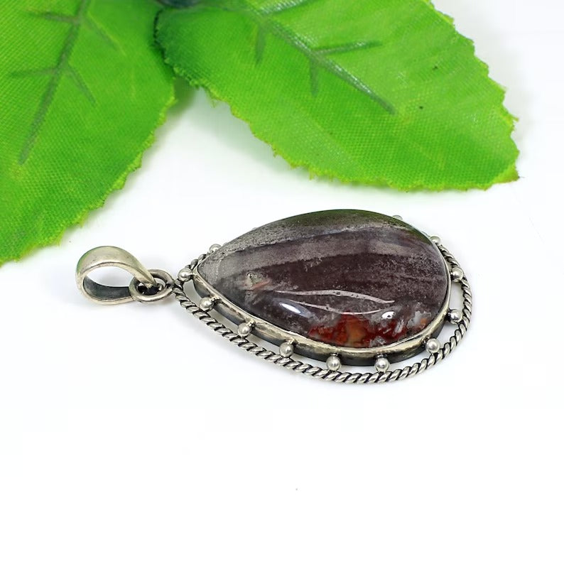 Porcelain Jasper Gemstone Sterling Silver Pendant