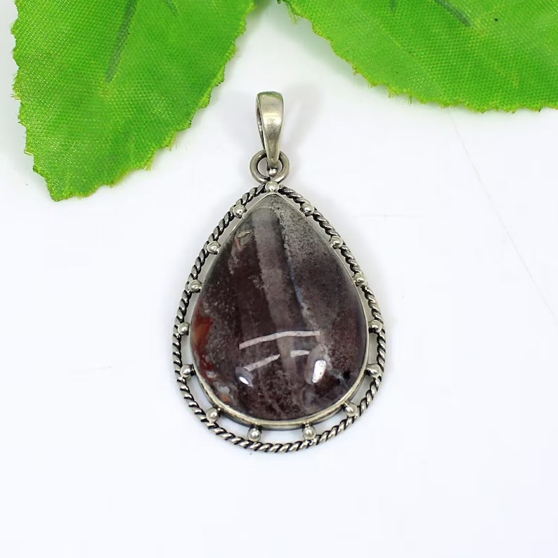 Porcelain Jasper Gemstone Sterling Silver Pendant