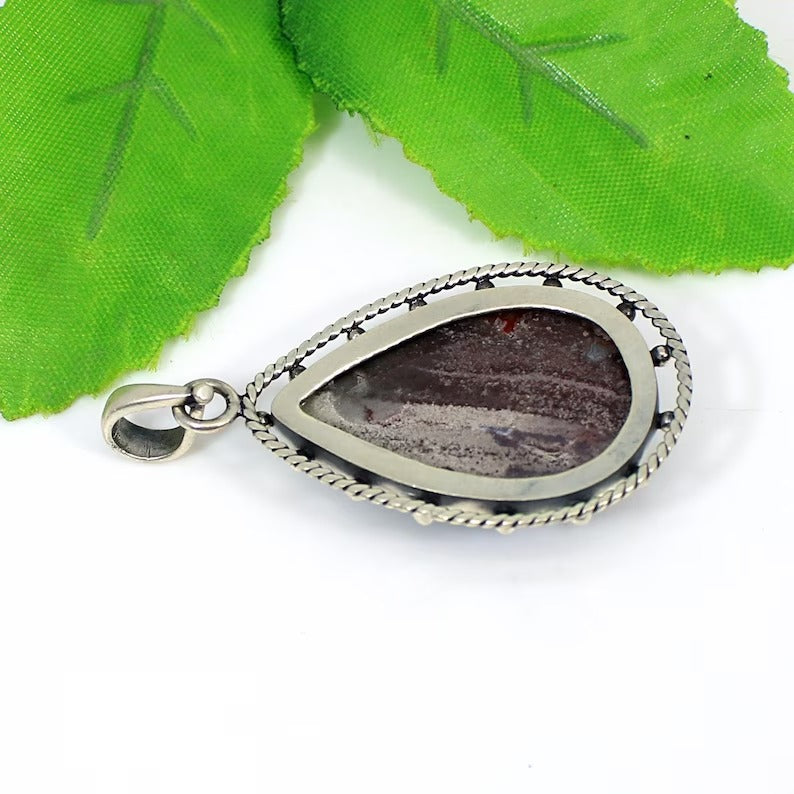 Porcelain Jasper Gemstone Sterling Silver Pendant