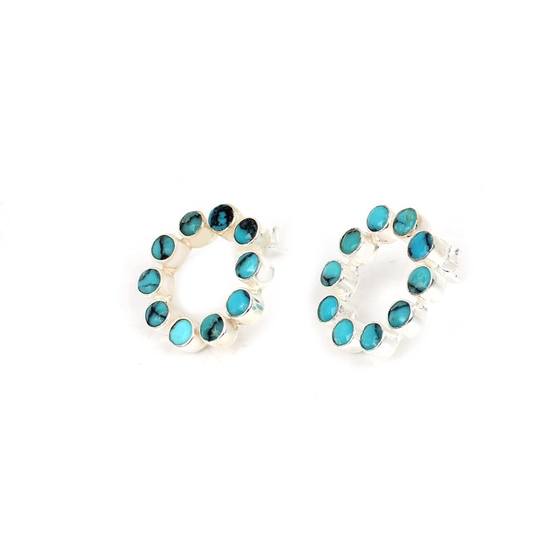 Synthetic Turquoise Gemstone 92.5 Sterling Silver Earrings