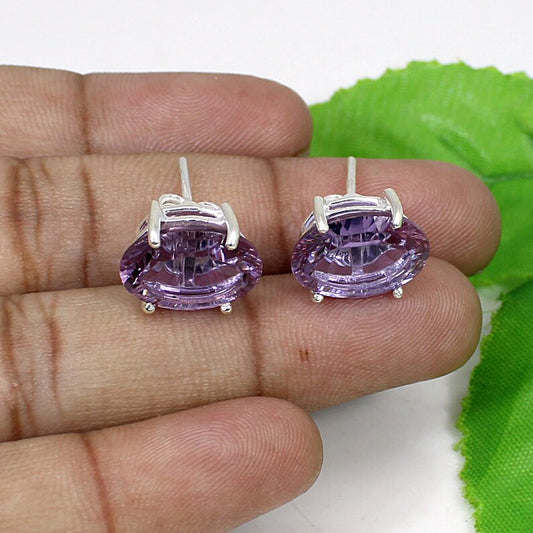 Amethyst Gemstone 92.5 Sterling Silver Earrings