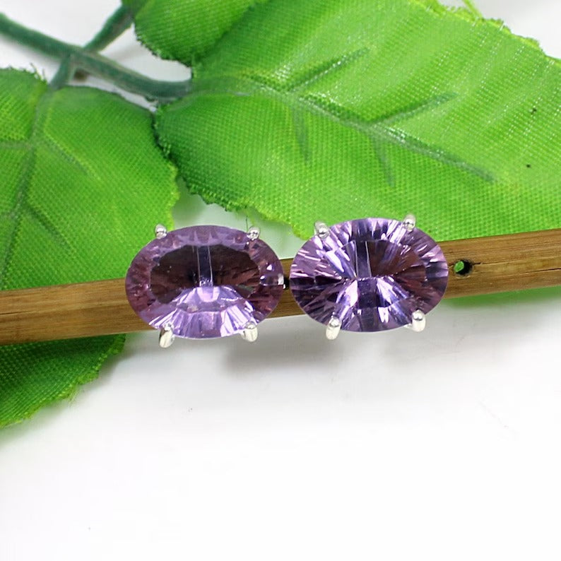 Amethyst Gemstone 92.5 Sterling Silver Earrings