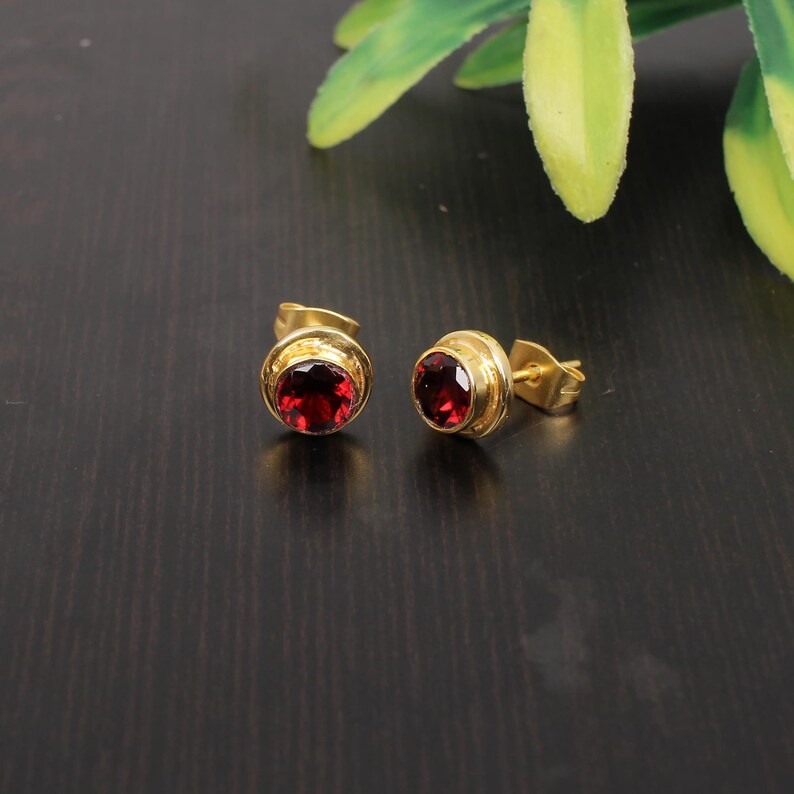 Garnet Gemstone 92.5 Sterling Silver Earrings