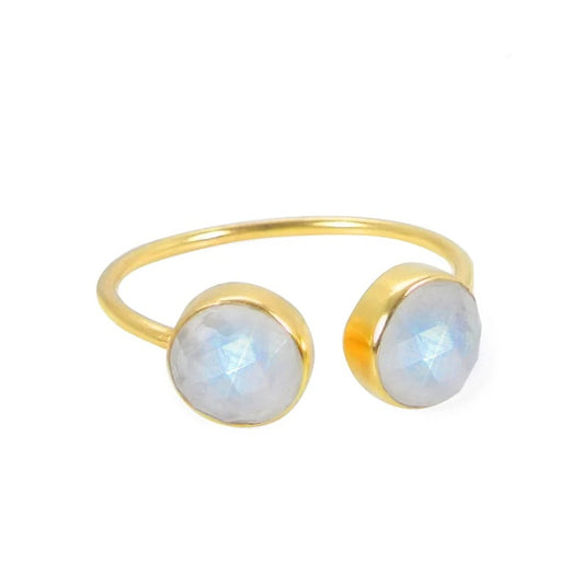 92.5 Sterling Silver Rainbow Moonstone Gemstone Ring