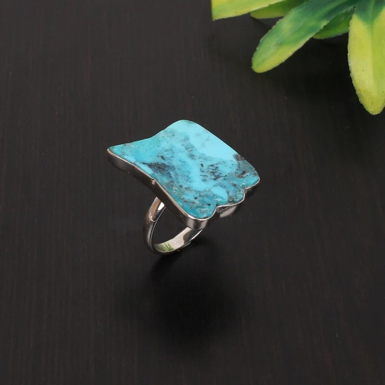 American Turquoise Gemstone 92.5 Sterling Silver Ring