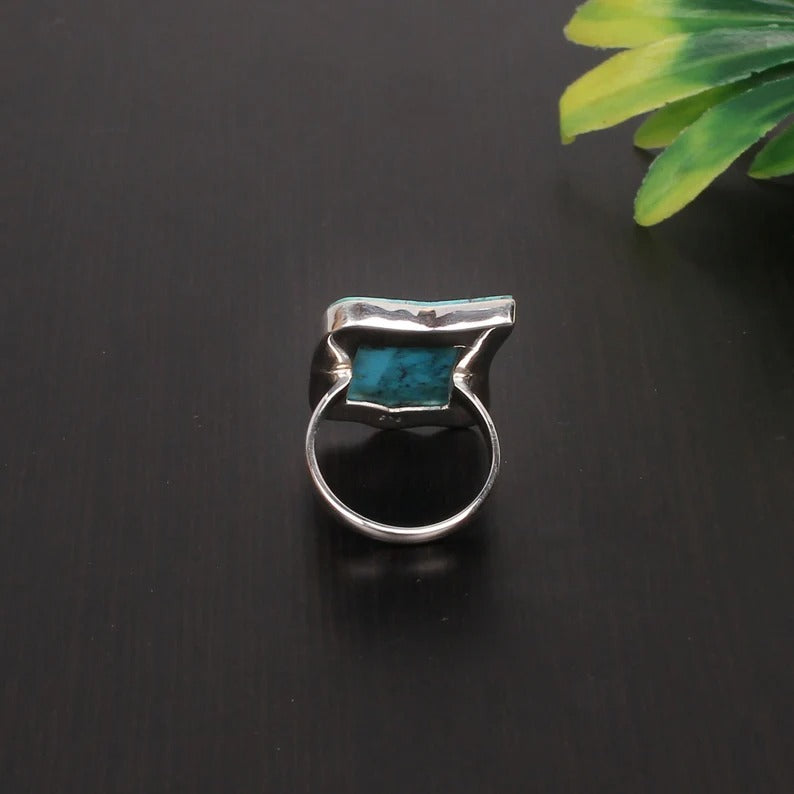 American Turquoise Gemstone 92.5 Sterling Silver Ring