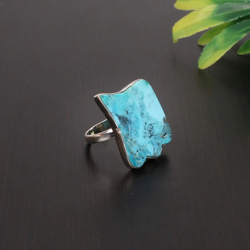 American Turquoise Gemstone 92.5 Sterling Silver Ring