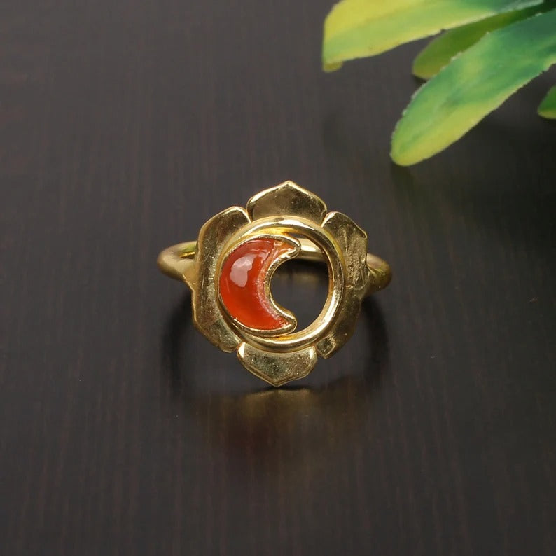 92.5 Sterling Silver Carnelian Gemstone Ring